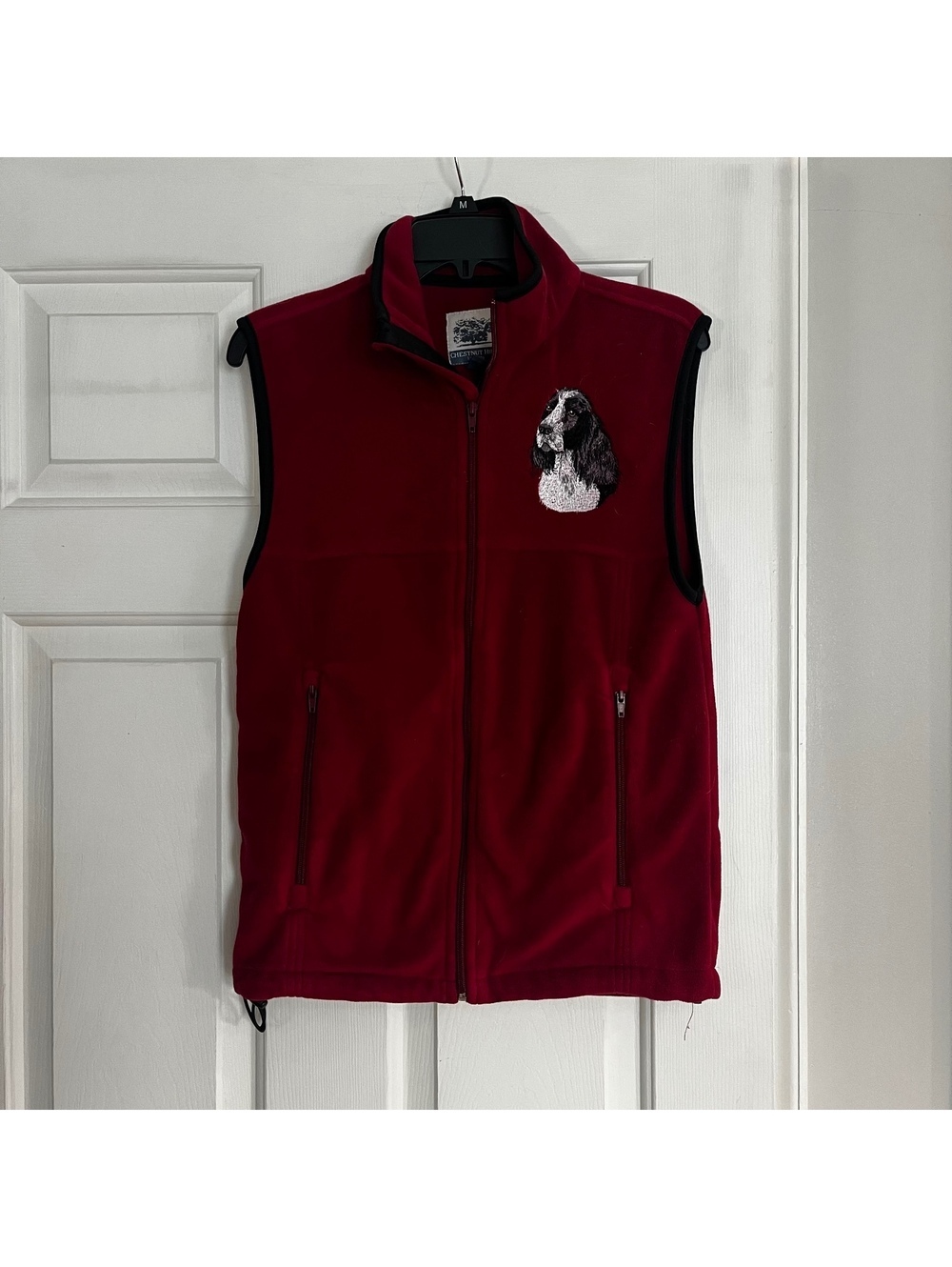 Chestnut Hill Burgundy Fleece Vest with Dog Embroidery XS